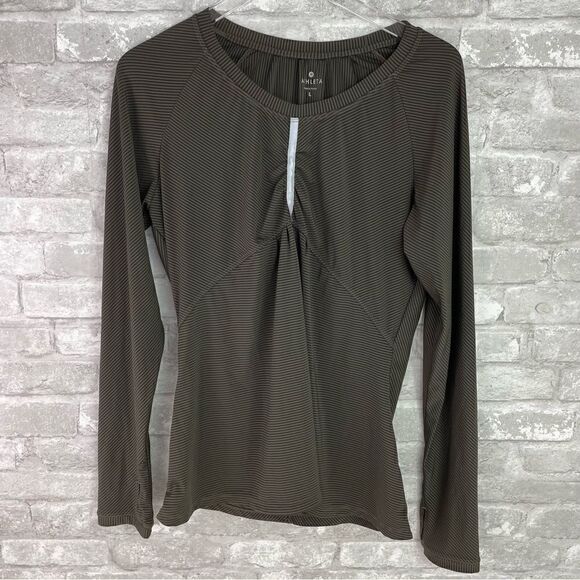Athleta Pump It Up Reflective Stripe Long Sleeve Running Top - Picture 1 of 5